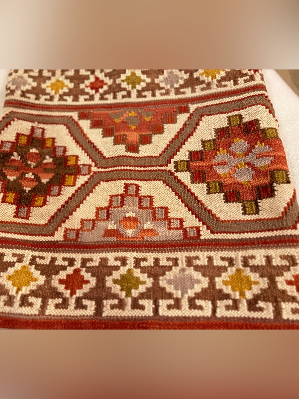 Super Rare! NEW Pottery Barn Mahal, Nanda, Asha, & Baha Tribal Kilim set, Red - Picture 15 of 15